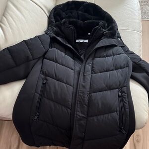 Calvin Klein Black Fur-Trimmed Jacket
